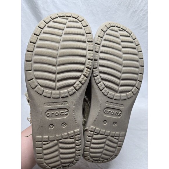 Crocs Santa Cruz Canvas Slip-On Shoes Loafers Men's 10 Tan Khaki Distressed Vibe - Picture 7 of 16